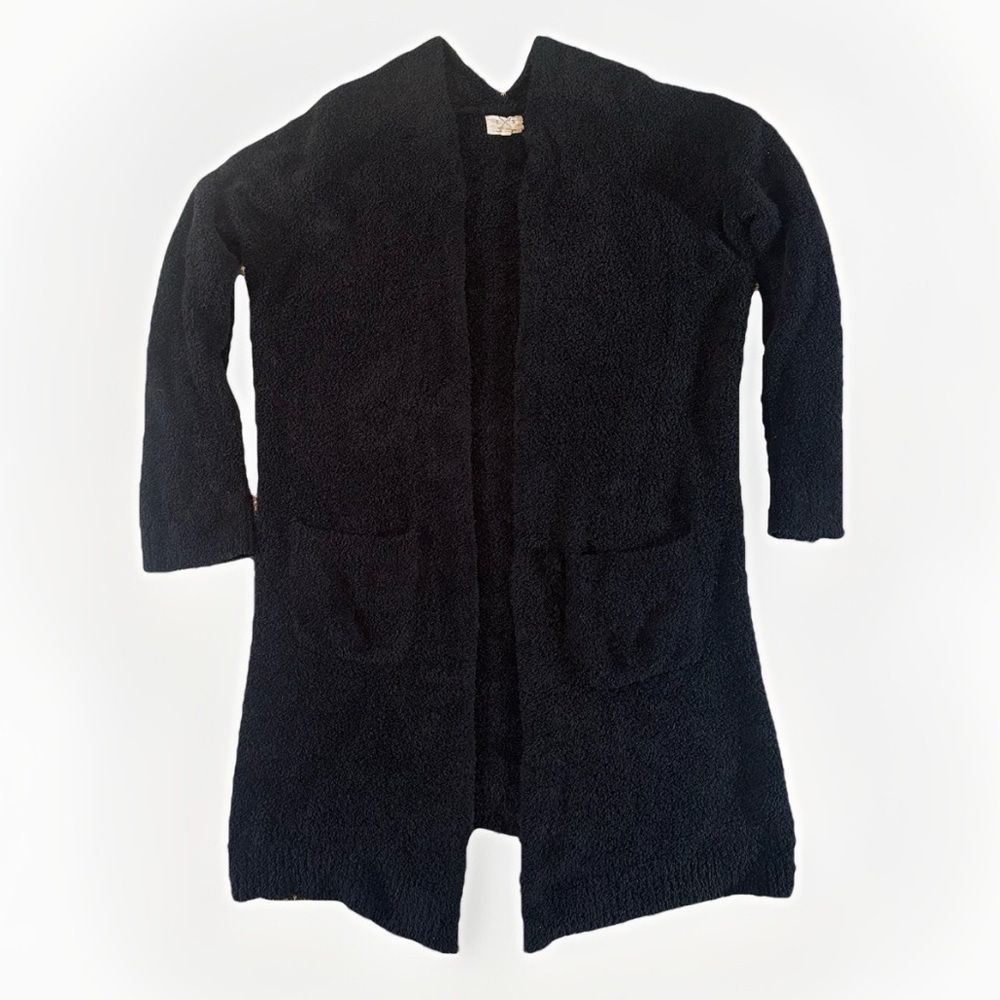 Tread & Supply Women’s M Plush Soft Open Cardigan Black Oversized Warm Comfy